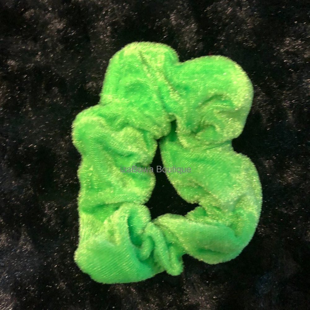 Neon Green Velvet Scrunchie SC2664 Handmade Boutique NWT